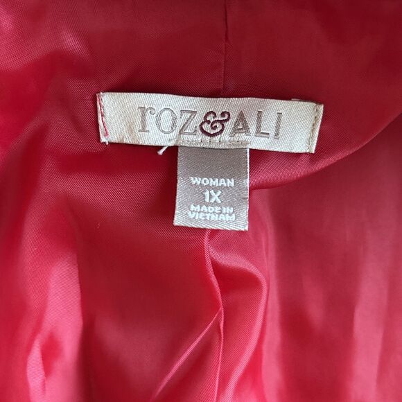 Roz & Ali Women’s Cotton Blend Red Blazer Size 1X - Picture 8 of 9